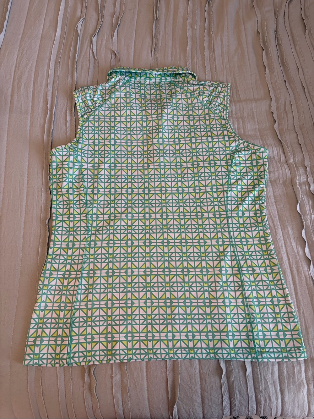 Nivo Sleeveless Green Geometric Golf Polo | Size L - Picture 6 of 8